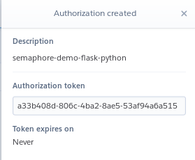Screenshot of authorization token in Heroku