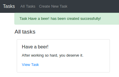 Message in Heroku showing a successfuly created application