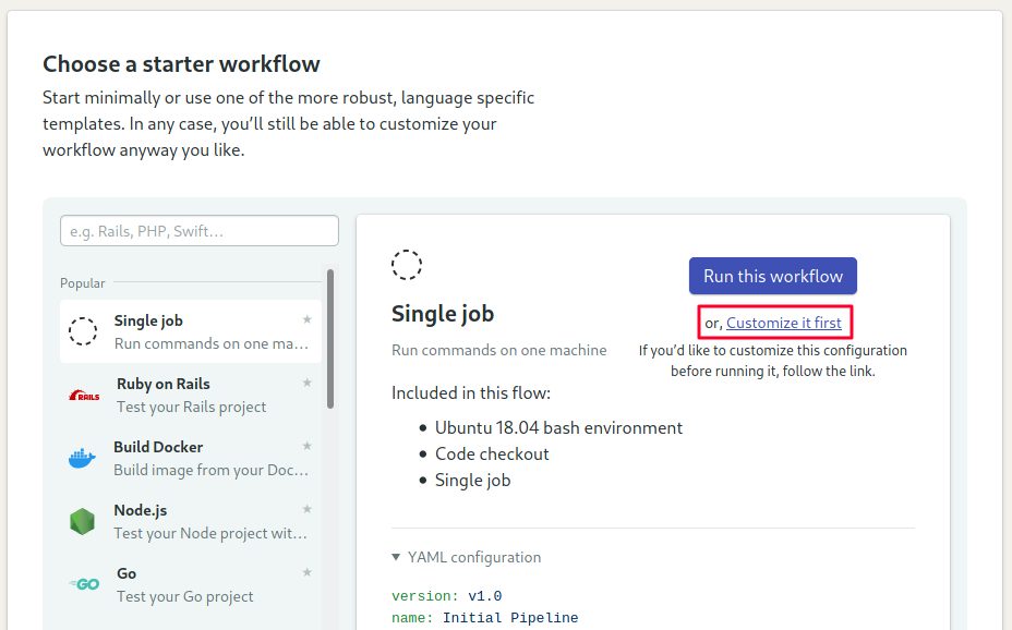 Single Job starter workflow - Deno tutorial