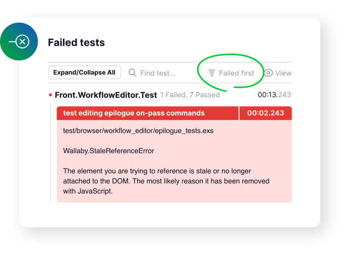 Test Reports Identify Failed Tests