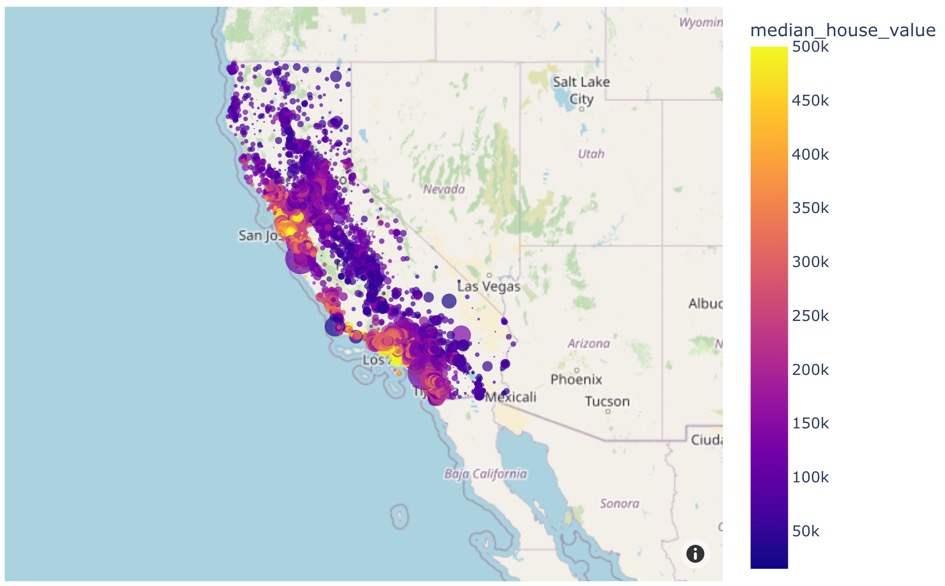 Map of data over the Californa Region