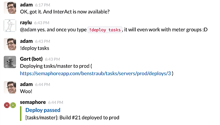 Deploying to production with Semaphore from a Slack chat room