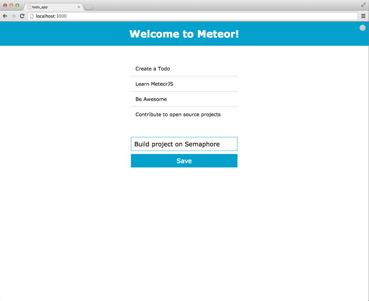 Meteor.js finished todo application.