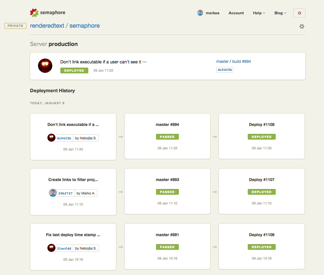 New server page for continuous deployment on Semaphore
