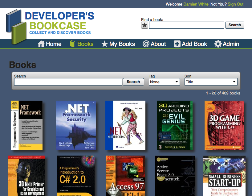 Figure 1: DevBookcase Books Screen