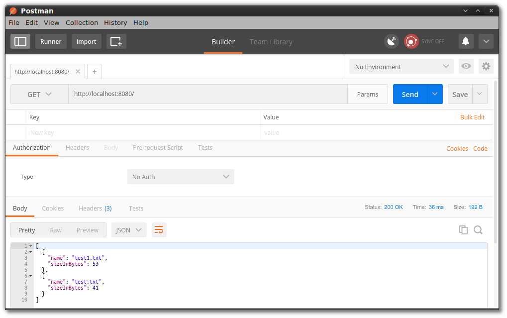 Listing uploaded files with Postman