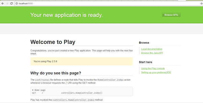 Web view of docker-play application